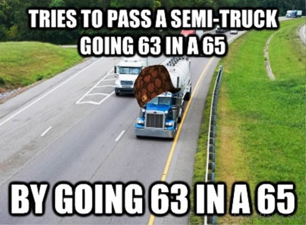 Tries To Pass A Semi Truck