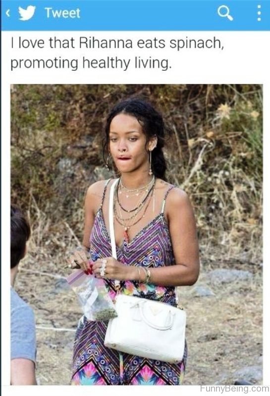 I Love Rihanna Eats Spinach
