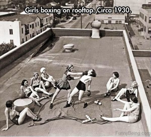 Girls Boxing On Rooftop