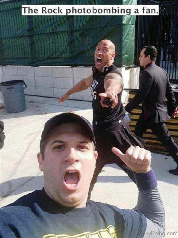 The Rock Photobombing A Fan