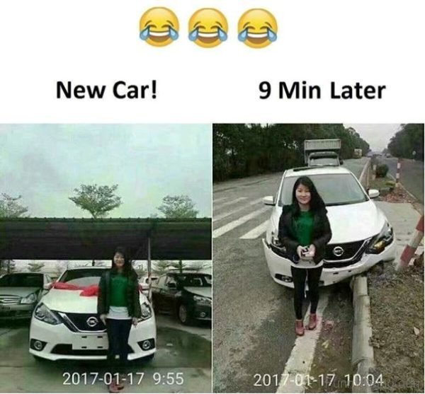 New Car Vs After 9 Min Later